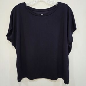 Uniqlo Dolman Cap Sleeve Navy Top Tee Women's Medium Stretchy Blouse